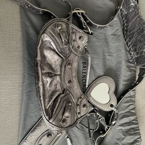 Balenciaga Crinkled Silver Crossbody Bag